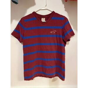 Vintage Y2K Hollister Red&Blue Striped Mens V Neck Size Medium